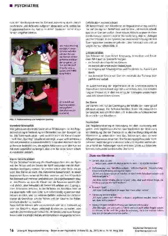 Vorschauseite 3: Regulationstraining -Boxen in der Psychiatrie
