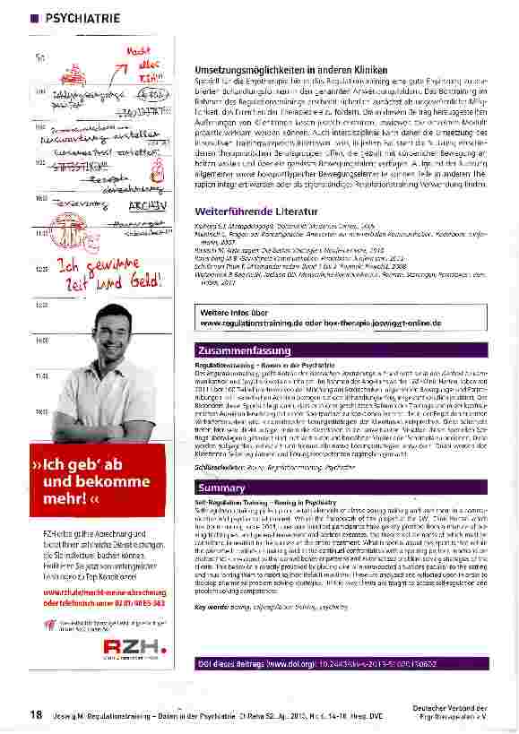 Vorschauseite 5: Regulationstraining -Boxen in der Psychiatrie