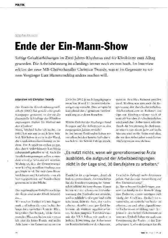 Vorschauseite 1: Ende der Ein-Mann-Show