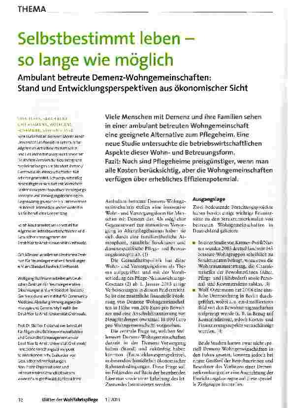 Vorschauseite 1: Selbstbestimmt leben -so lange wie möglich