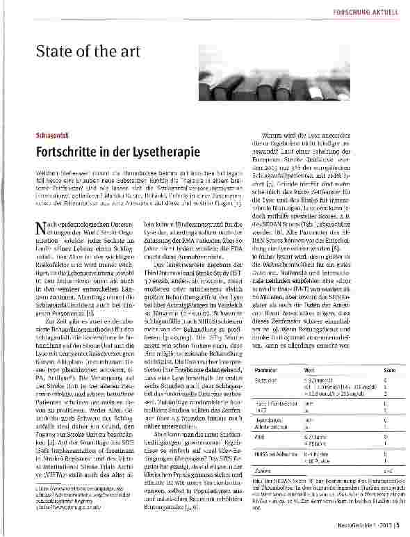 Vorschauseite 1: Schlaganfall Fortschritte in der Lysetherapie