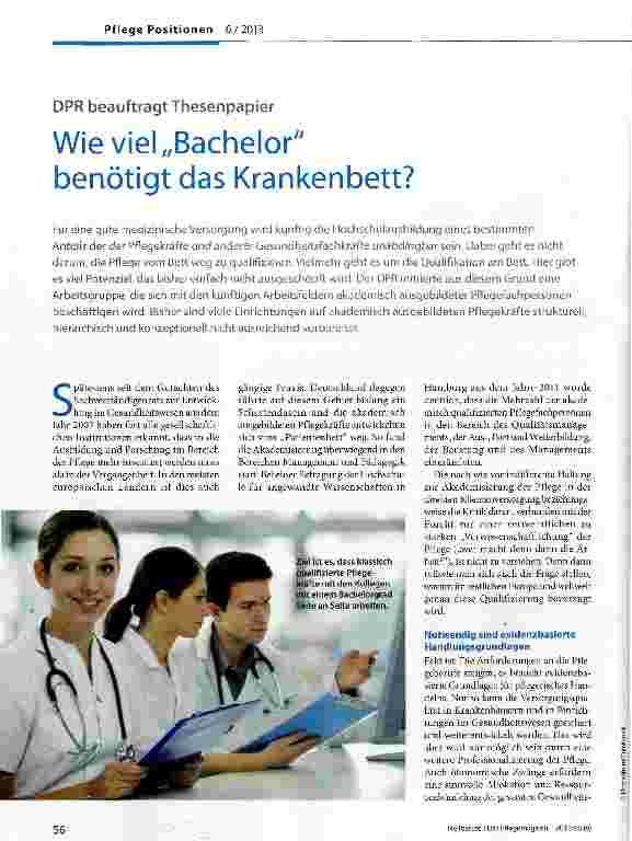 Vorschauseite 1: Wie viel „Bachelor benötigt das Krankenbett?