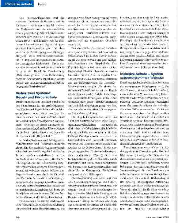 Vorschauseite 2: Die inklusive Schule kommt nicht von selbst