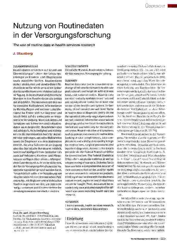 Vorschauseite 1: Nutzung von Routinedaten in der Versorgungsforschung