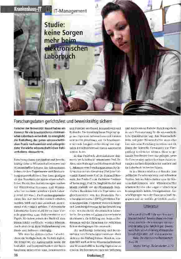 Vorschauseite 1: Studie: keine Sorgen mehr beim elekronischen Laborbuch