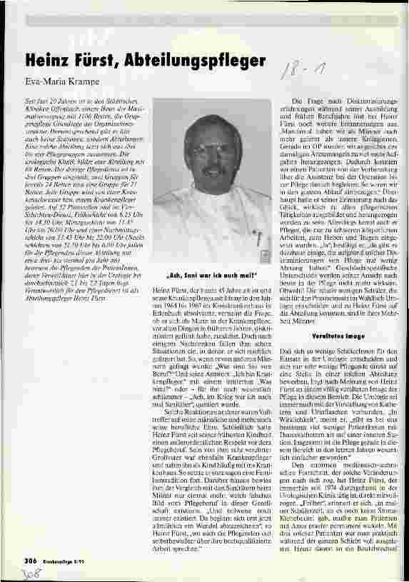 Vorschauseite 1: Heinz Fürst, Abteilungspfleger