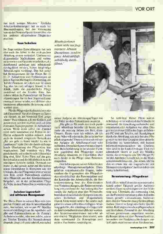 Vorschauseite 2: Heinz Fürst, Abteilungspfleger