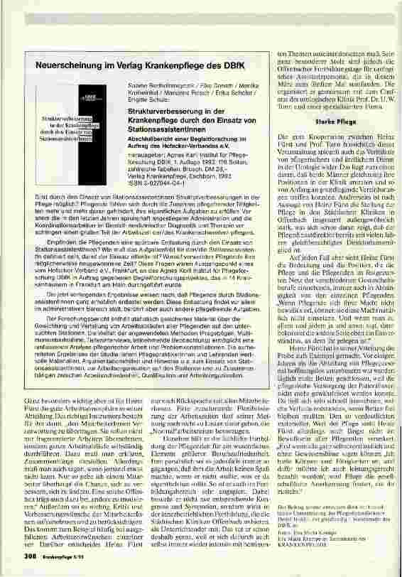 Vorschauseite 3: Heinz Fürst, Abteilungspfleger