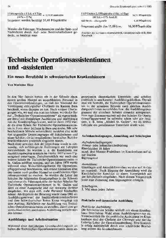Vorschauseite 1: Technische Operationsassistentinnen und - assistenten