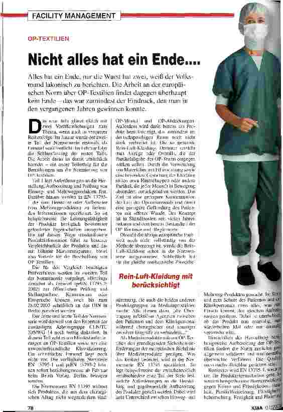 Vorschauseite 1: OP-Textilien: Nicht alles hat ein Ende...