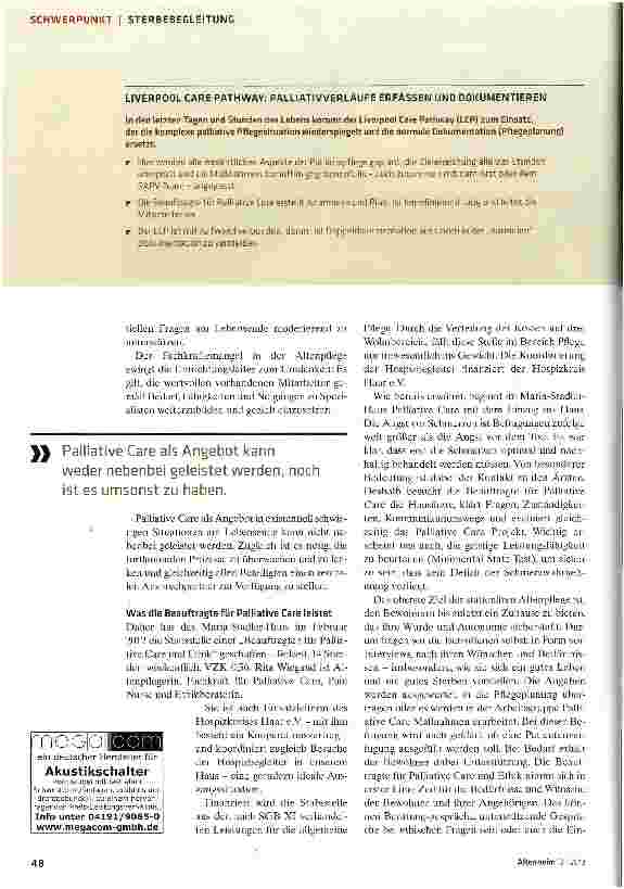 Vorschauseite 3: Palliative Care ist nicht nebenbei zu leisten