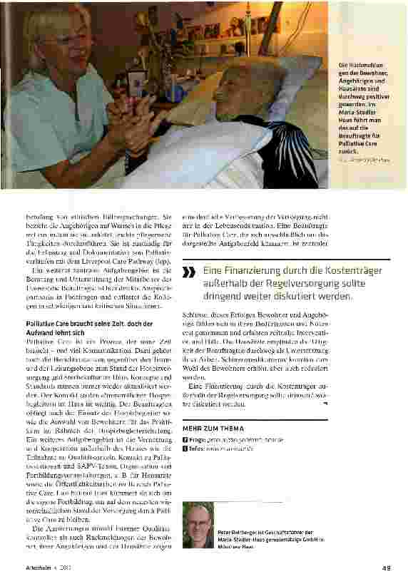 Vorschauseite 4: Palliative Care ist nicht nebenbei zu leisten