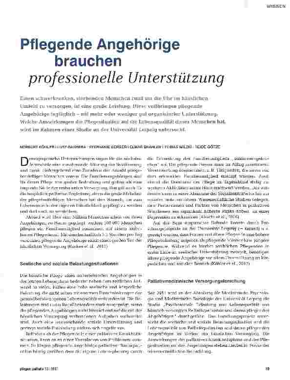 Vorschauseite 1: Pflegende Angehörige brauchen professionelle Unterstützung