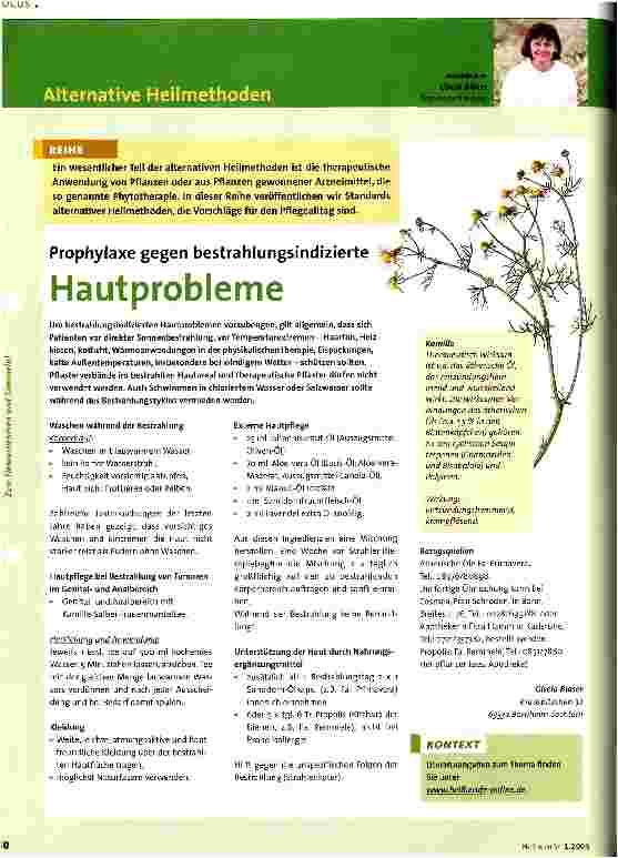 Vorschauseite 1: Prophylaxe gegen bestrahlungsindizierte Hautprobleme