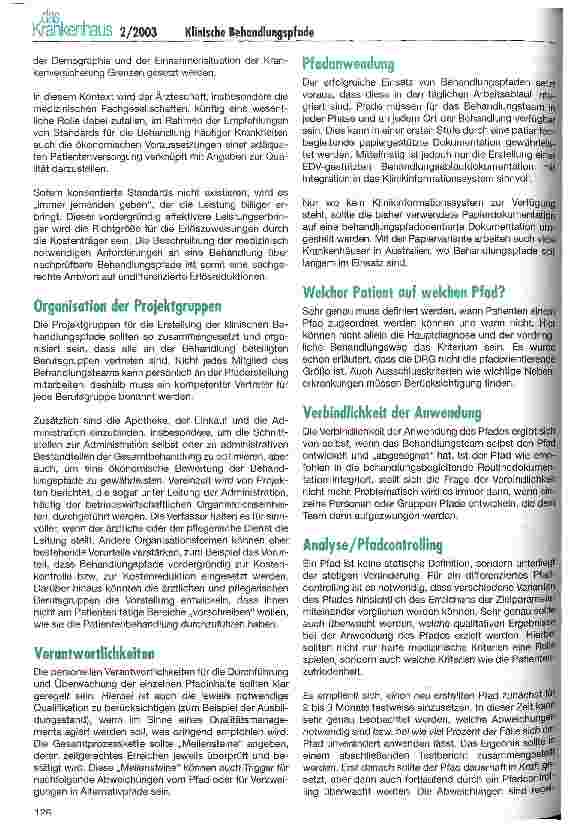 Vorschauseite 3: Frischer Wind mit klinischen Behandlungspfaden (II)