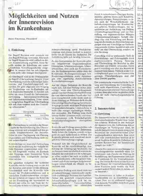 Vorschauseite 1: Möglichkeiten und Nutzen der Innenrevision im Krankenhaus