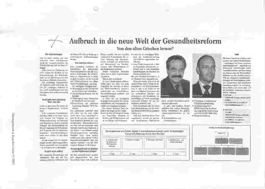 Vorschauseite 1: Aubruch in die neue Welt der Gesundheitsreform Von den alten Griechen lernen?