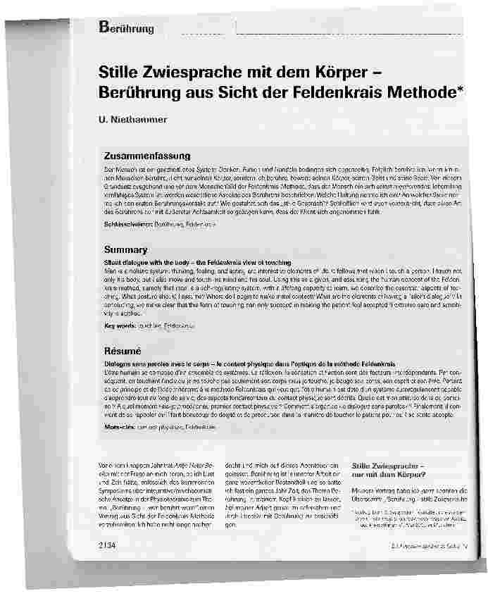 Vorschauseite 1: Stille Zwiesprache mit dem Körper -Berührung aus Sicht der Feldenkrais Methode