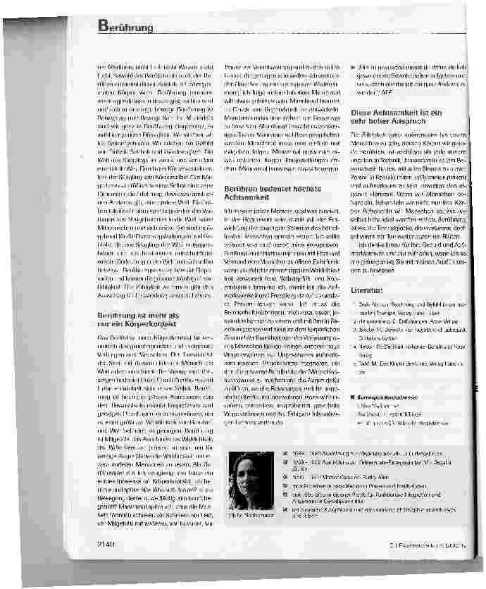 Vorschauseite 6: Stille Zwiesprache mit dem Körper -Berührung aus Sicht der Feldenkrais Methode