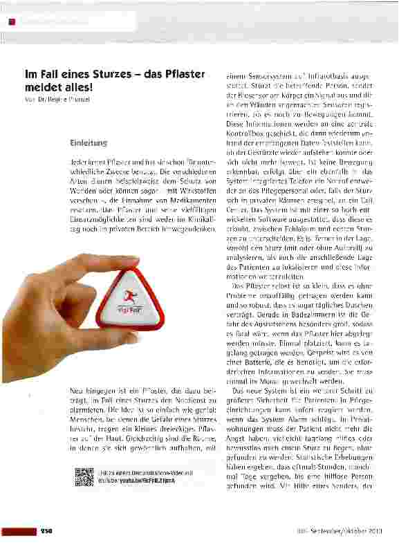 Vorschauseite 1: Im Fall eines Sturzes - das Pflaster meldet alles!