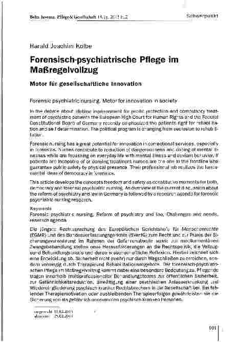 Vorschauseite 1: Forensisch-psychiatrische Pflege im Maßregelvollzug