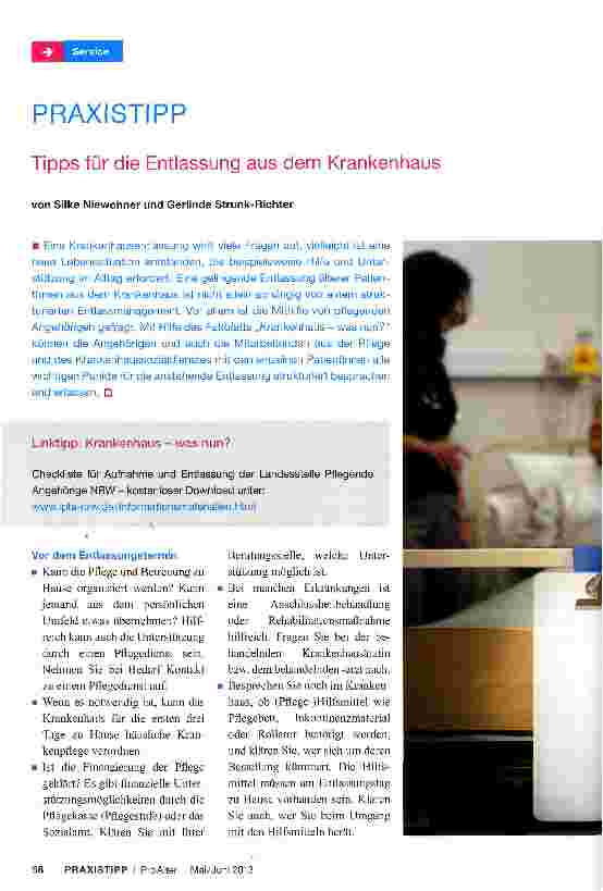 Vorschauseite 1: Tipps für die Entlassung aus dem Krankenhaus