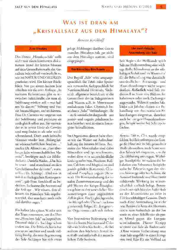 Vorschauseite 1: WAS IST DRAN AM KRISTALLSALZ AUS DEM HIMALAYA?