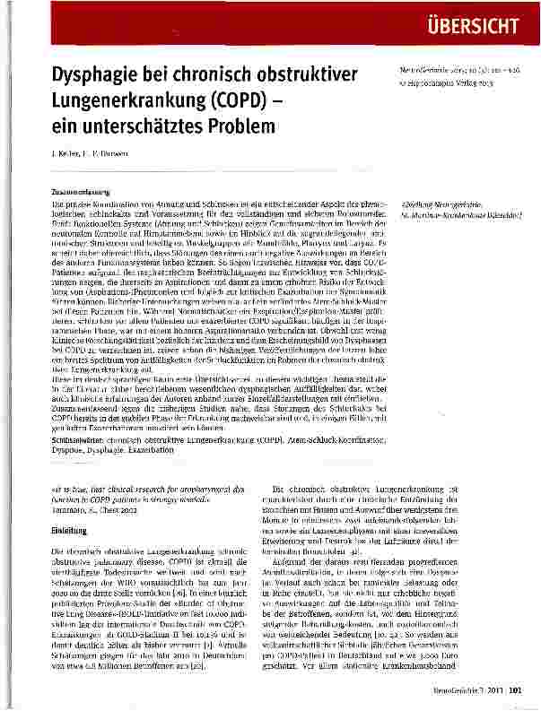 Vorschauseite 1: Dysphagie bei chronisch obstruktiver Lungenerkrankung (COPD) -ein unterschätztes Problem