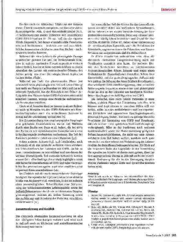 Vorschauseite 5: Dysphagie bei chronisch obstruktiver Lungenerkrankung (COPD) -ein unterschätztes Problem