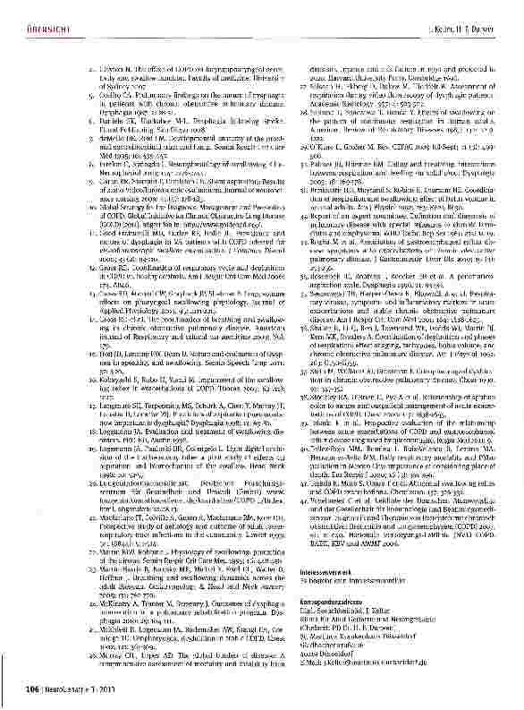 Vorschauseite 6: Dysphagie bei chronisch obstruktiver Lungenerkrankung (COPD) -ein unterschätztes Problem