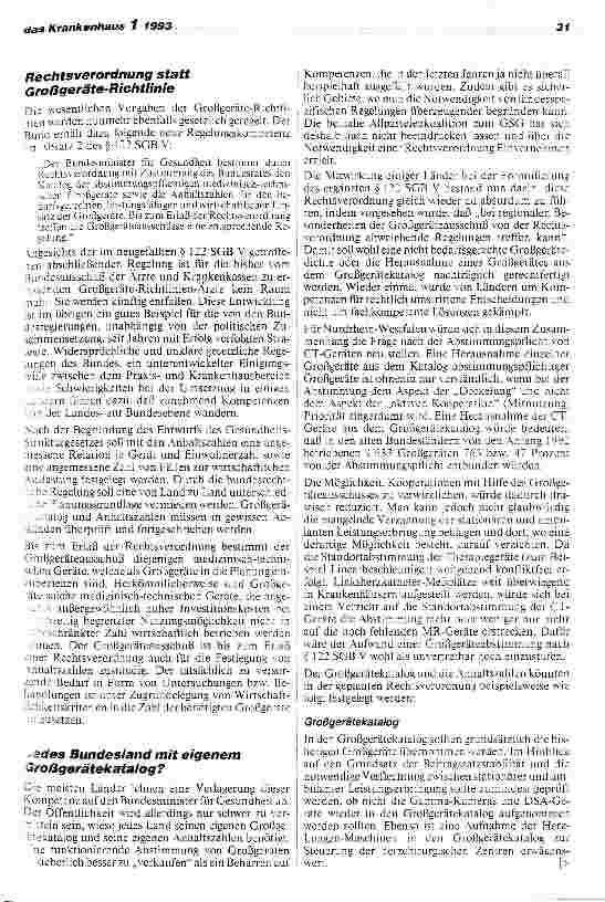 Vorschauseite 2: Das Bundessozialgerichtsurteil zu den Großgeräterichtlinien und seine Konsequenzen im GesundheitsStrukturGesetz