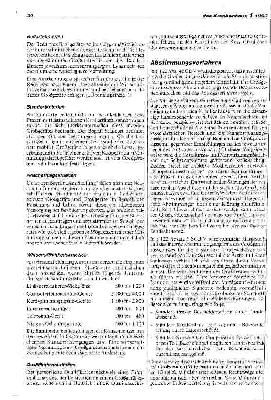 Vorschauseite 3: Das Bundessozialgerichtsurteil zu den Großgeräterichtlinien und seine Konsequenzen im GesundheitsStrukturGesetz