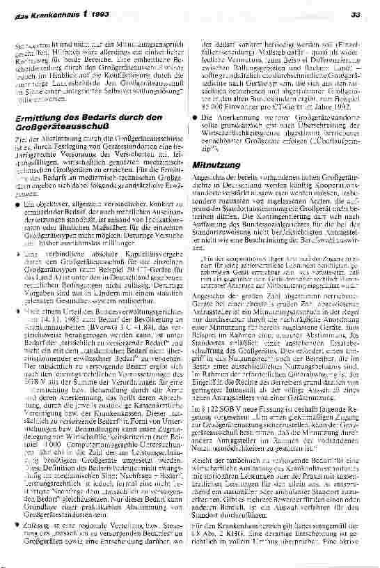 Vorschauseite 4: Das Bundessozialgerichtsurteil zu den Großgeräterichtlinien und seine Konsequenzen im GesundheitsStrukturGesetz