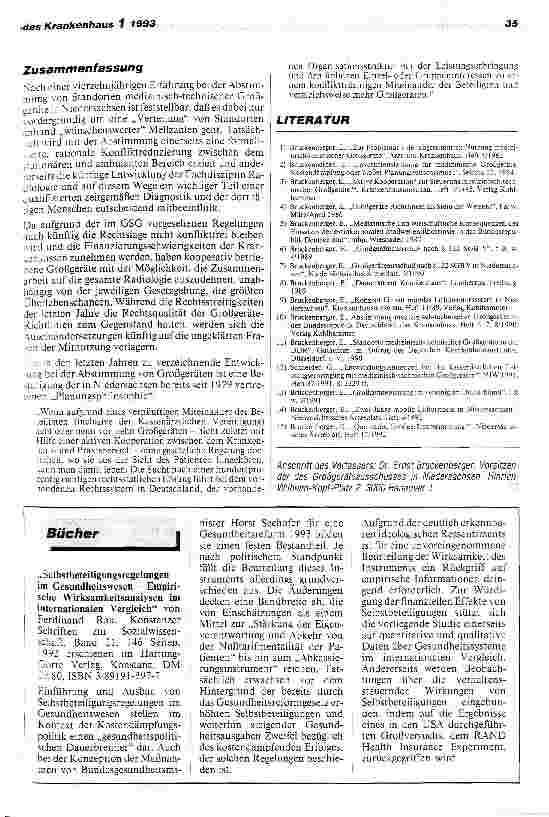 Vorschauseite 6: Das Bundessozialgerichtsurteil zu den Großgeräterichtlinien und seine Konsequenzen im GesundheitsStrukturGesetz