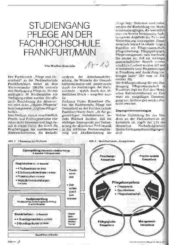 Vorschauseite 1: Studiengang Pflege an der Fachhochschule Frankfurt am Main