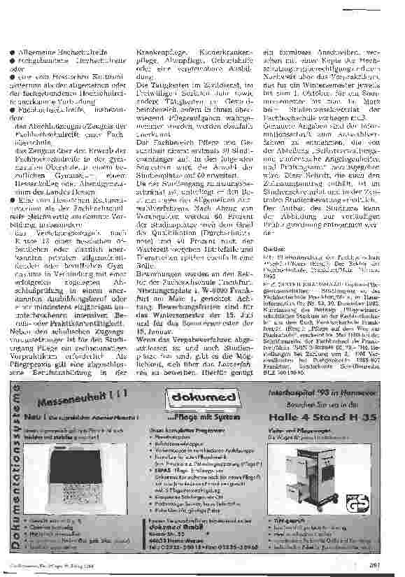 Vorschauseite 2: Studiengang Pflege an der Fachhochschule Frankfurt am Main