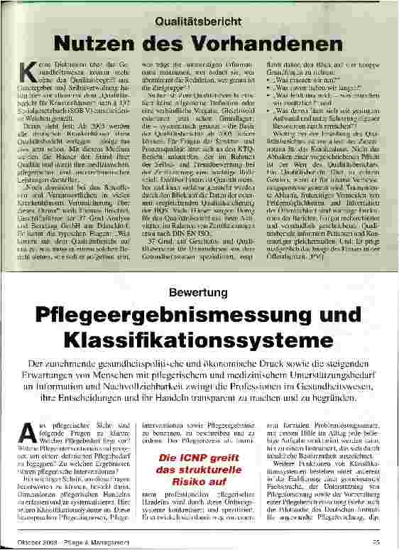 Vorschauseite 1: Pflegeergebnismessung und Klassifikationssysteme Bewertung