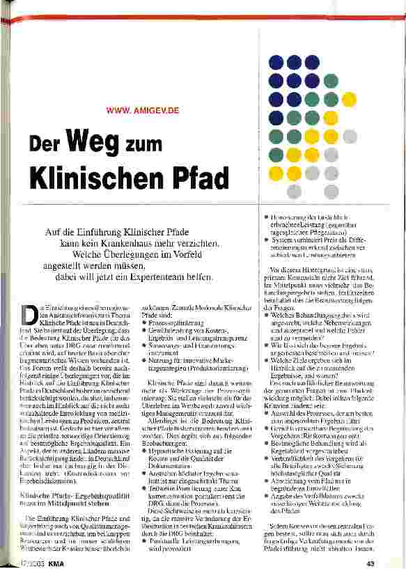 Vorschauseite 1: WWW.AMIGEV.DE: Der Weg zum Klinischen Pfad