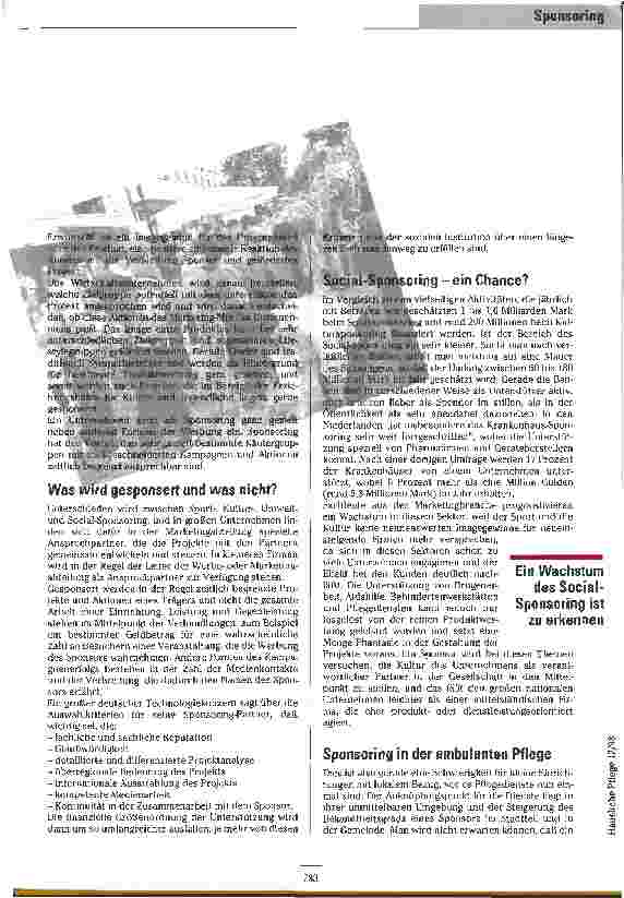 Vorschauseite 6: Social-Sponsoring Vom bewußten Profil einer Organisation zum gesponserten Projekt