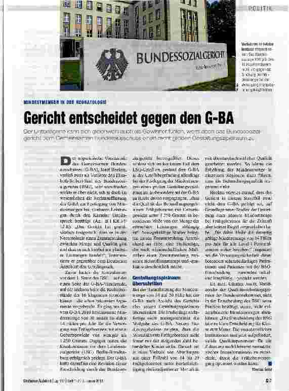 Vorschauseite 1: Gericht entscheidet gegen den G-BA