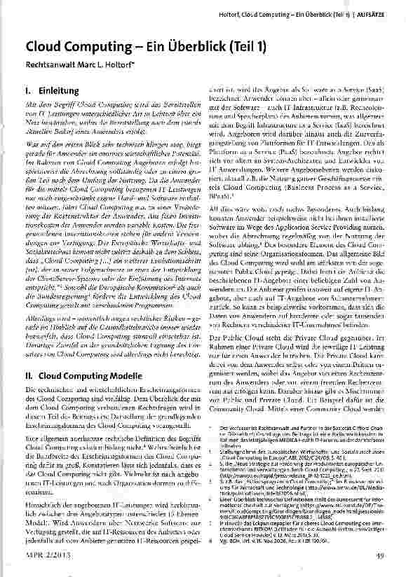 Vorschauseite 1: Cloud Computing - Ein Überblick (Teil 1)