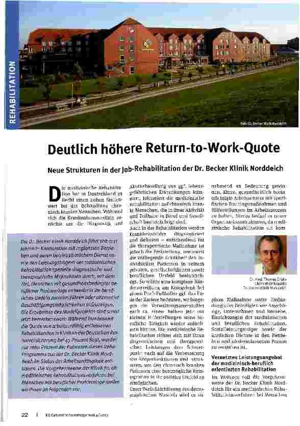 Vorschauseite 1: Deutlich höhere Return-to-Work-Quote