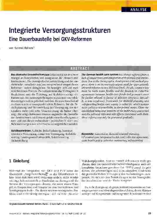 Vorschauseite 1: Integrierte Versorgungsstrukturen