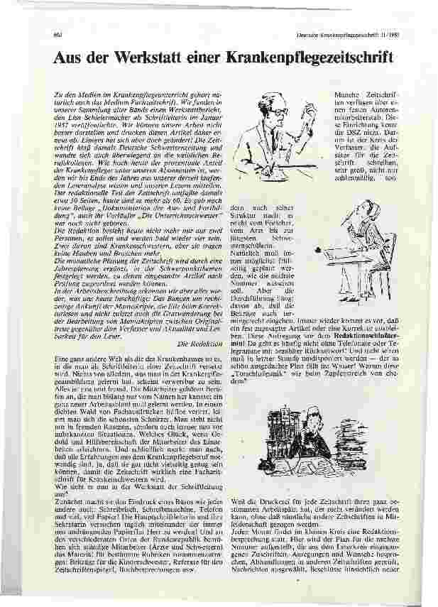 Vorschauseite 1: Aus der Werkstatt einer Krankenpflegezeitschrift