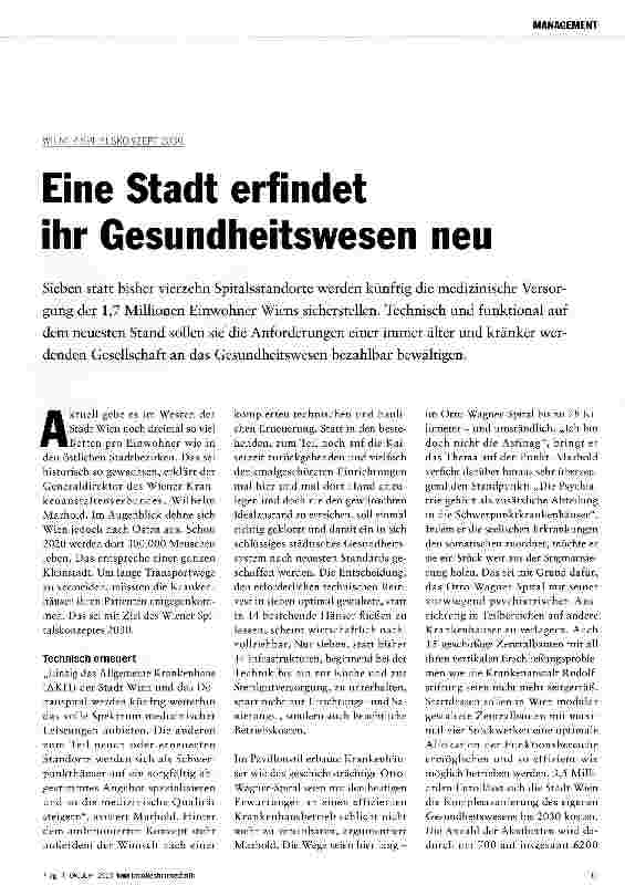 Vorschauseite 1: Eine Stadt erfindet ihr Gesundheitswesen neu