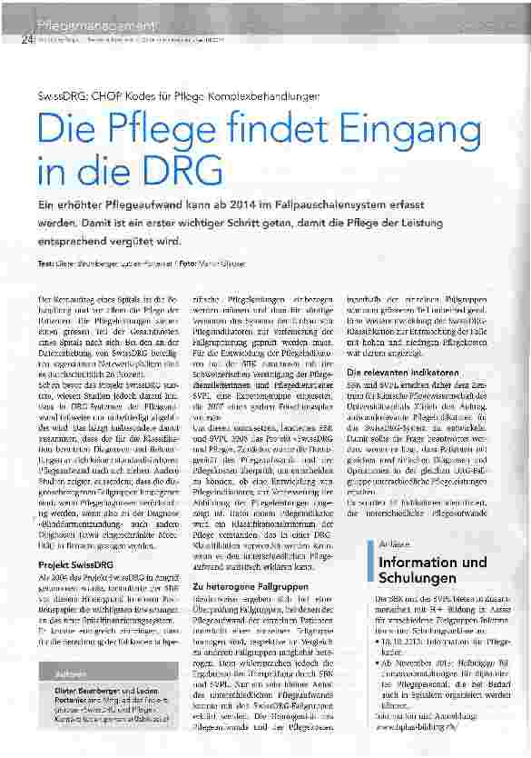 Vorschauseite 1: Die Pflege findet Eingang in die DRG