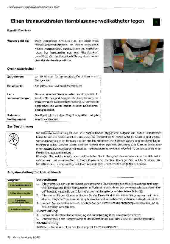 Vorschauseite 1: Einen transurethralen Harnblasenverweilkatheter legen