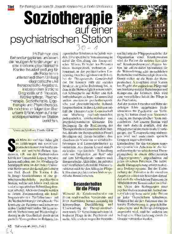 Vorschauseite 1: Soziotherapie auf einer psychiatrischen Station