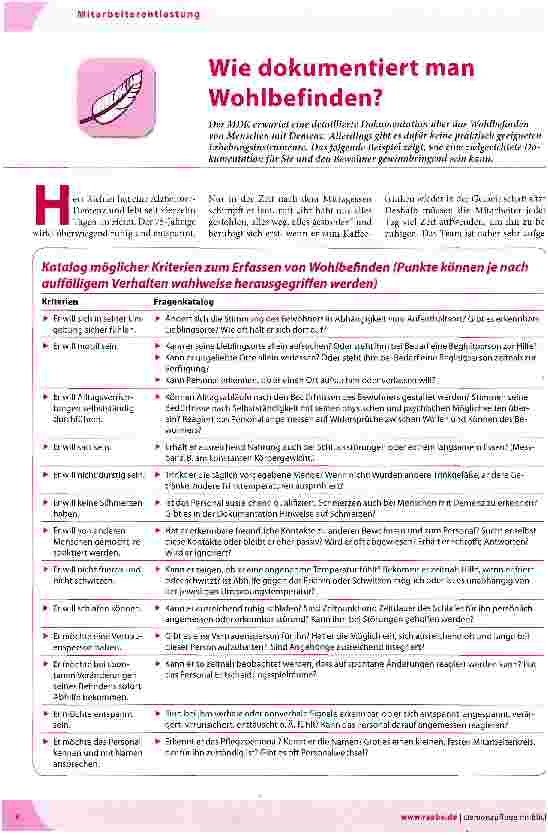 Vorschauseite 1: Wie dokumentiert man Wohlbefinden?