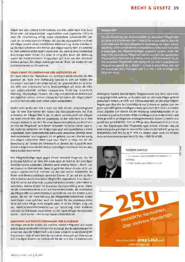 Vorschauseite 2: Sozialhilfeträger muss Kosten für Ruheraum tragen